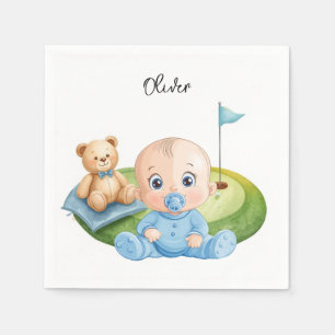 Serviette En Papier Bébé garçon de golf sur green de putting
