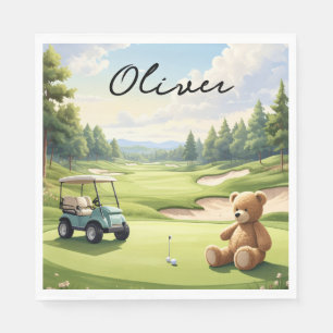 Serviette En Papier Bébé garçon de golf sur le green de putting 