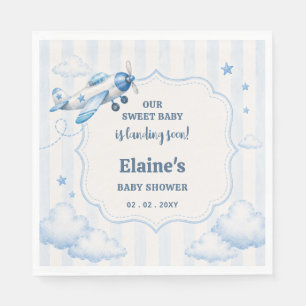 Serviette En Papier Bébé Garçon Thème Avion Fête Prénatale