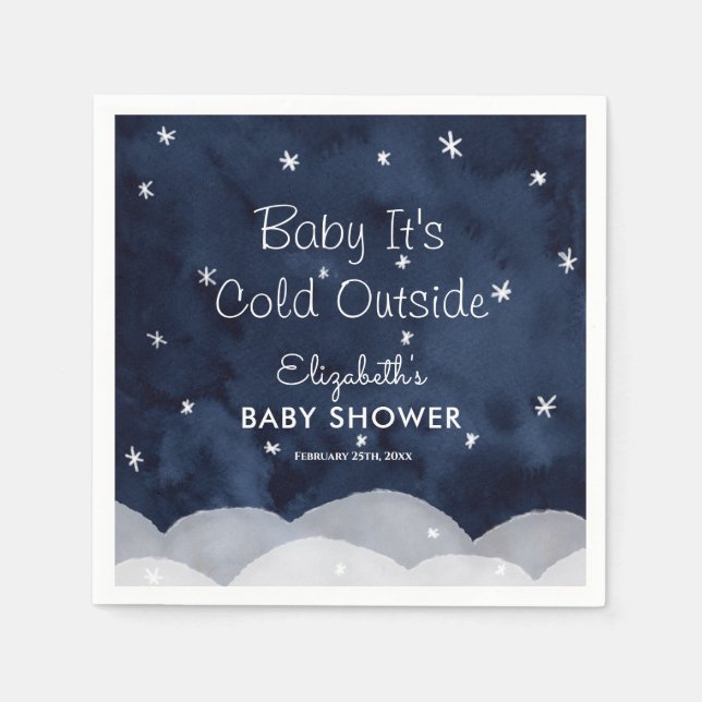 Serviette En Papier Bébé Il fait froid dehors Baby shower lunaire (Devant)