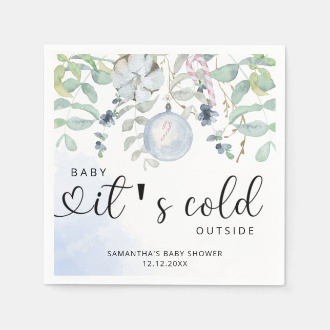 Serviette En Papier Bébé il fait froid dehors invitation baby shower (Devant)