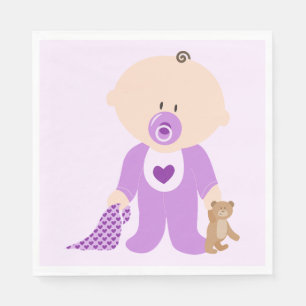 Serviette En Papier Bébé mignon avec ours en peluche et couverture