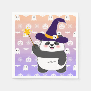 Serviette En Papier Bébé mignon de Halloween Panda sorcière magique