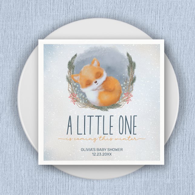 Serviette En Papier Bébé mignon Fox Baby shower hiver neige (Créateur téléchargé)
