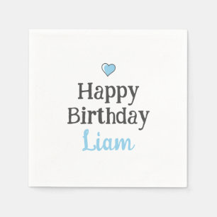 Serviette En Papier Bébé mignon garçon's Joyeux anniversaire bleu pers