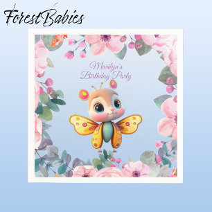 Serviette En Papier Bébé mignon papillon rose Floral enfant Anniversai