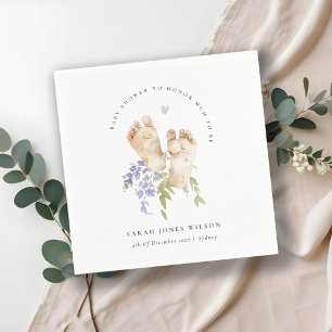 Serviette En Papier Bébé mignon Pieds bleu Floral Baby shower garçon