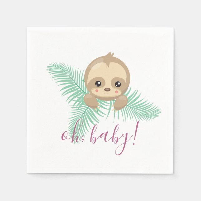 Serviette En Papier Bébé mignon Sloth Oh Baby Baby shower papier servi (Devant)