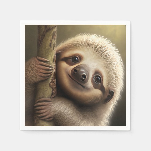 Serviette En Papier Bébé mignon Sloth Souriant Faune Nature Animal (Devant)