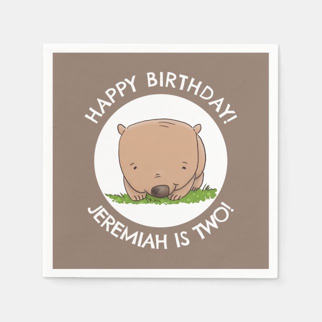 Serviette En Papier Bébé mignon wombat personnalisées dessin animé ann (Devant)