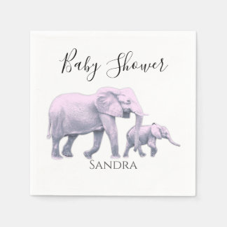 Serviette En Papier Bébé mignonne Fille Eléphants roses Baby shower mo