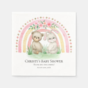 Serviette En Papier Bébé Ours Arc-en-ciel Fille   Baby shower serviett