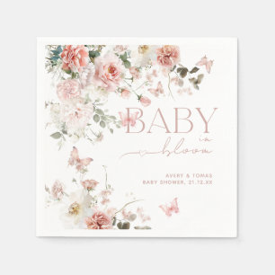 Serviette En Papier Bébé papillon en fleur Baby shower floral rose