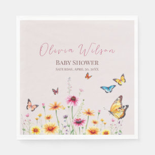 Serviette En Papier Bébé papillon fleur sauvage dans le Baby shower en