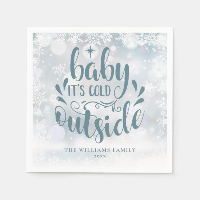 Serviette En Papier Bébé personnalisé Il fait froid dehors des flocons (Devant)
