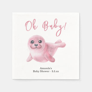 Serviette En Papier Bébé Phoque Rose Baby Shower