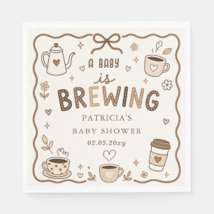 Serviette En Papier Bébé prépare du café Fête de bébé de genre neutre