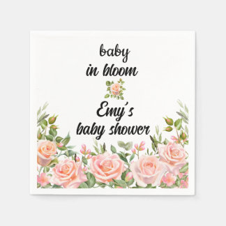 Serviette En Papier bébé rose fleuri en fleur bébé douche fille