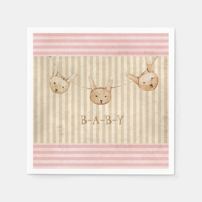 Serviette En Papier Bébé rose mignon Baby shower fille (Devant)