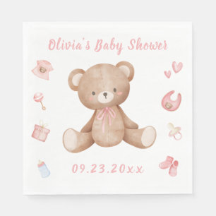 Serviette En Papier Bébé rose ours fille mignonne Baby shower
