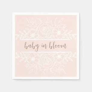 Serviette En Papier Bébé rose pastel en fleurs serviettes