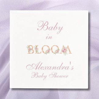 Serviette En Papier Bébé rose rose pâle dans le Baby shower fleuri