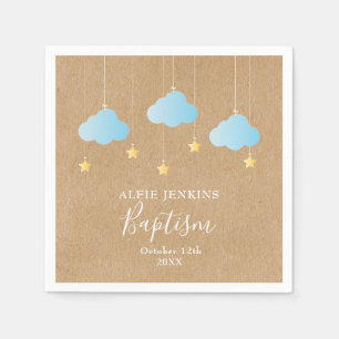 Serviette En Papier Bébé rustique Baptême Christening Twinkle Stars