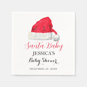 Serviette En Papier Bébé Santa Fête de douche Rouge Mignon simple Merc