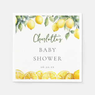 Serviette En Papier Bébé Shower au Citron Aquarelle