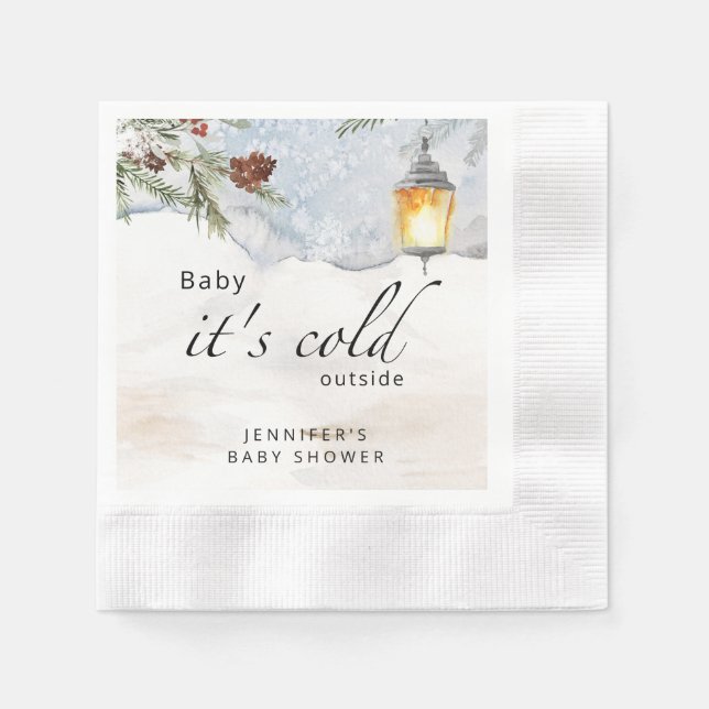 Serviette En Papier Bébé son froid dehors serviettes de baby shower (Devant)