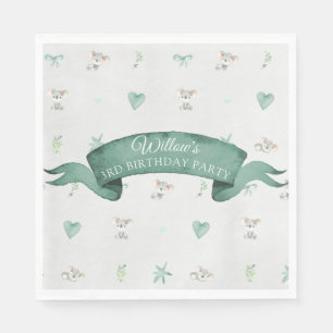 Serviette En Papier Bébé vert et gris Koala fête d'anniversaire