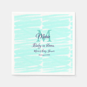Serviette En Papier Bébé vert pastel en fleurs, douche de bébé monogra