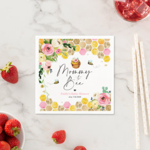 Serviette En Papier Bee Baby shower Maman À Avoir Rose Ressort Floral