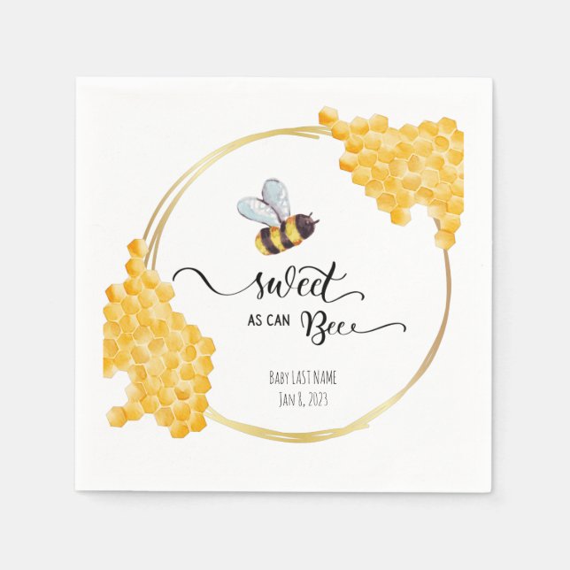 Serviette En Papier Bee Baby shower Napkin (Devant)