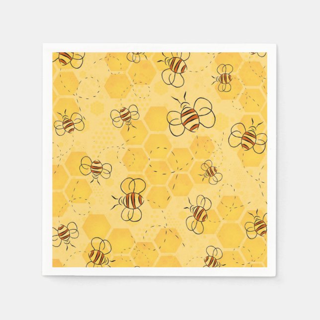 Serviette En Papier Bee Buzzing Honey Bees mignonne (Devant)