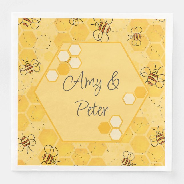 Serviette En Papier Bee Buzzing Honey Bees mignonne (Devant)