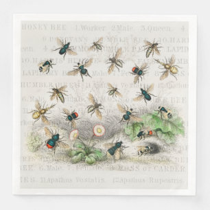 Serviette En Papier Bee Honey Travailleur Queen Bees Antique