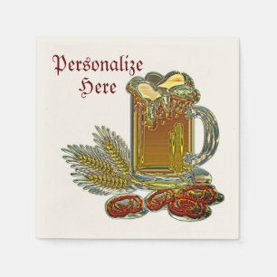 Serviette En Papier Beer et pretzels oktoberfest pub bar