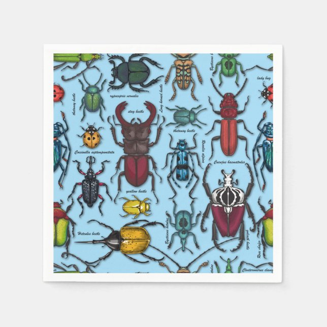 Serviette En Papier Beetons sur bleu (Devant)