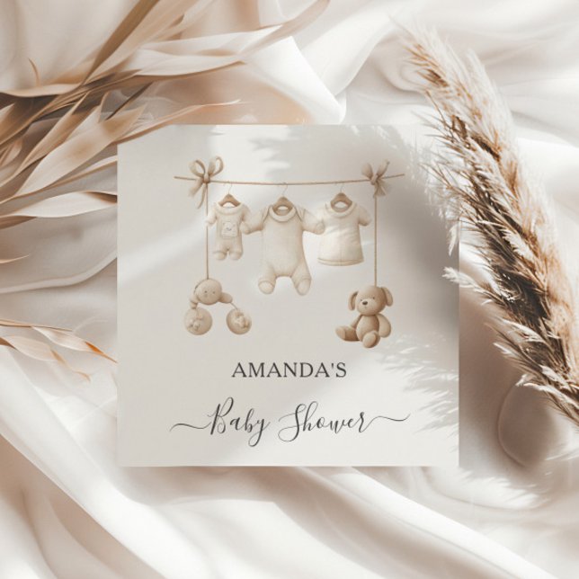 Serviette En Papier Beige Baby Clothes And Toys Baby Shower (Créateur téléchargé)