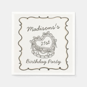 Serviette En Papier Beige Bow Retro Coquette gâteau Coquette Anniversa