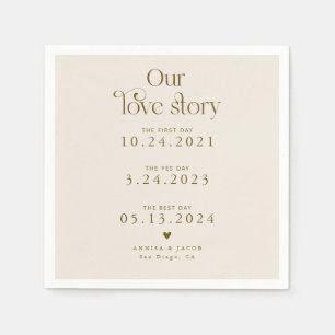 Serviette En Papier Beige Notre histoire d'amour Mariage rétro Napkin