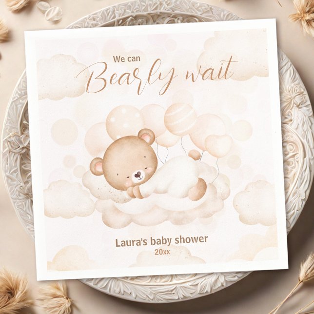 Serviette En Papier Beige Nous pouvons attendre prématuré Ours Baby sh (Beige We Can Bearly Wait Bear Baby Shower Napkins)