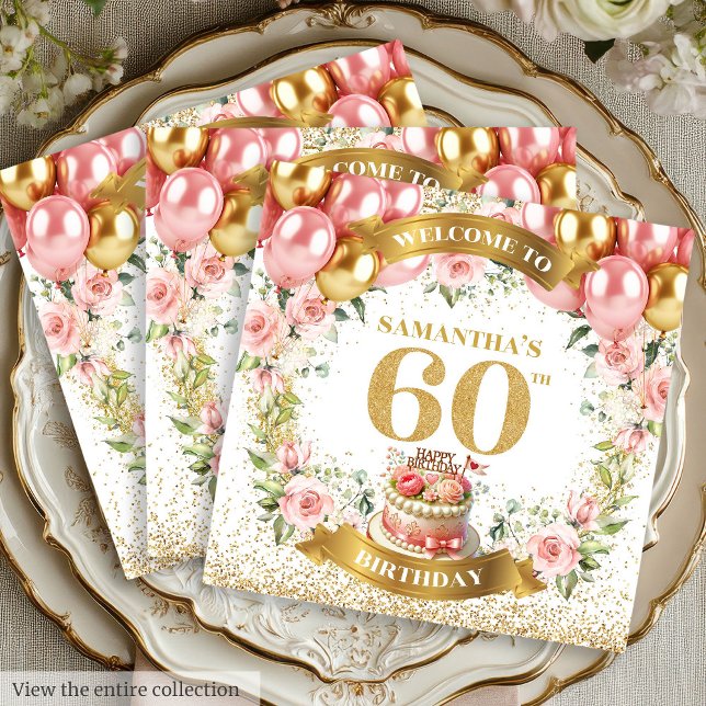 Serviette En Papier Belle 60e anniversaire Napkins Gold Bloom Touch (Beautiful 60th Birthday Napkins Gold Bloom Touch

)