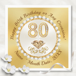 Serviette En Papier Belle, 80e Anniversaire serviettes, personnalisées