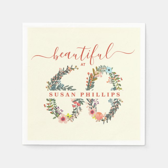 Serviette En Papier Belle à 60 Anniversaire de fête serviettes (Devant)