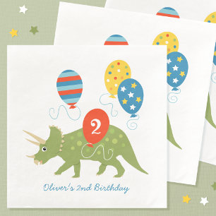 Serviette En Papier Belle Anniversaire Dinosaur Tricératops Nom person