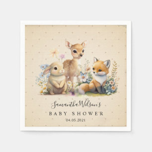 Serviette En Papier Belle Baby Bunny Deer Fox Baby shower floral N