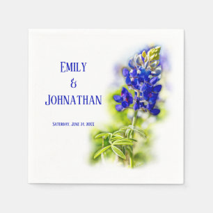 Serviette En Papier Belle Bluebonnet Floral, Mariage moderne,