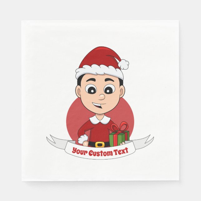 Serviette En Papier Belle caricature de Noël garçon Napkins (Devant)